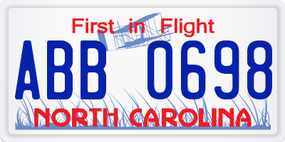 NC license plate ABB0698