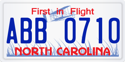 NC license plate ABB0710