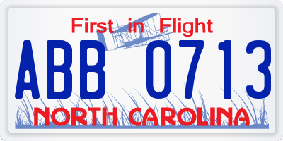 NC license plate ABB0713