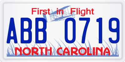 NC license plate ABB0719