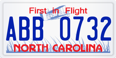 NC license plate ABB0732
