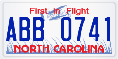 NC license plate ABB0741