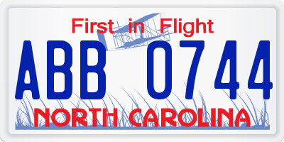 NC license plate ABB0744