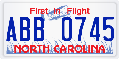 NC license plate ABB0745