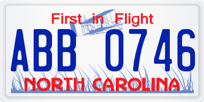 NC license plate ABB0746