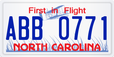 NC license plate ABB0771