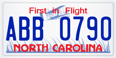 NC license plate ABB0790