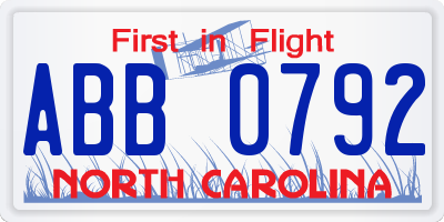 NC license plate ABB0792