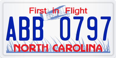 NC license plate ABB0797