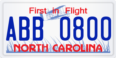 NC license plate ABB0800