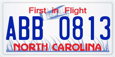 NC license plate ABB0813