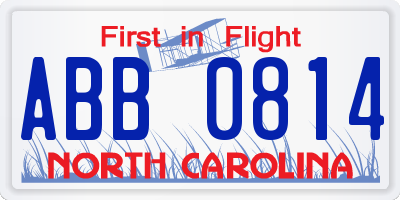 NC license plate ABB0814