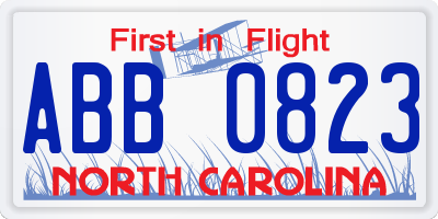 NC license plate ABB0823