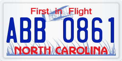 NC license plate ABB0861