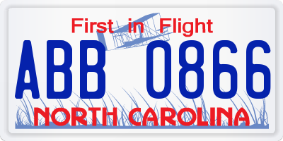 NC license plate ABB0866