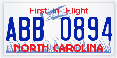 NC license plate ABB0894