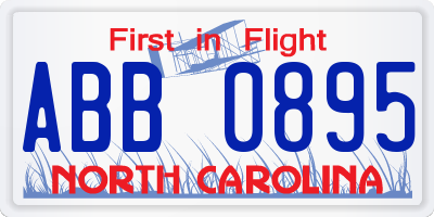 NC license plate ABB0895