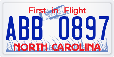 NC license plate ABB0897