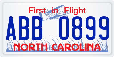 NC license plate ABB0899