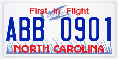 NC license plate ABB0901