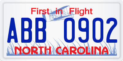 NC license plate ABB0902