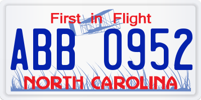 NC license plate ABB0952