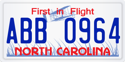 NC license plate ABB0964