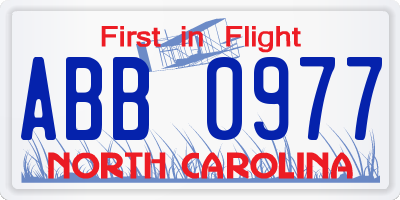 NC license plate ABB0977
