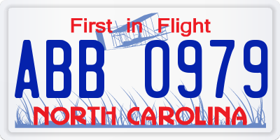 NC license plate ABB0979