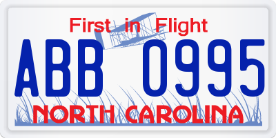 NC license plate ABB0995