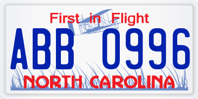 NC license plate ABB0996