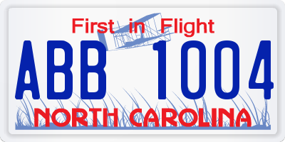 NC license plate ABB1004