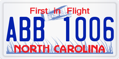 NC license plate ABB1006