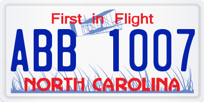 NC license plate ABB1007