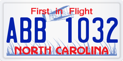 NC license plate ABB1032
