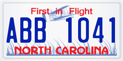 NC license plate ABB1041