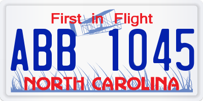 NC license plate ABB1045
