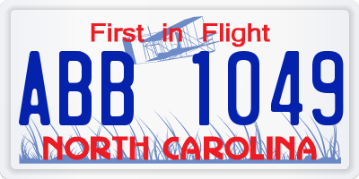 NC license plate ABB1049