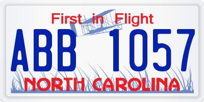 NC license plate ABB1057