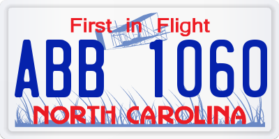 NC license plate ABB1060