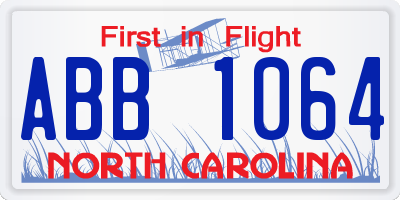 NC license plate ABB1064