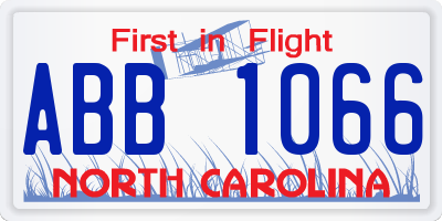 NC license plate ABB1066