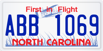 NC license plate ABB1069