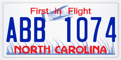 NC license plate ABB1074