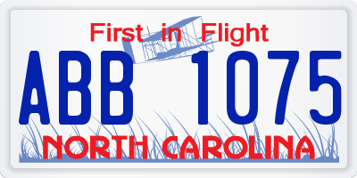 NC license plate ABB1075
