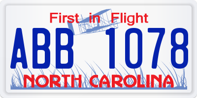 NC license plate ABB1078