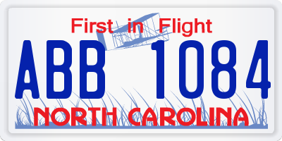 NC license plate ABB1084