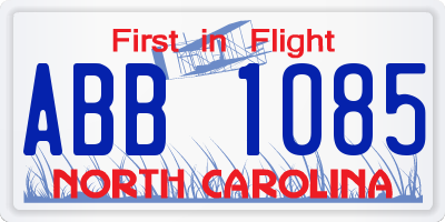 NC license plate ABB1085