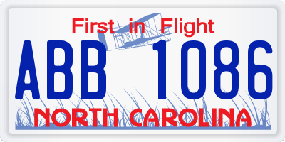 NC license plate ABB1086