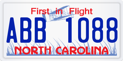 NC license plate ABB1088